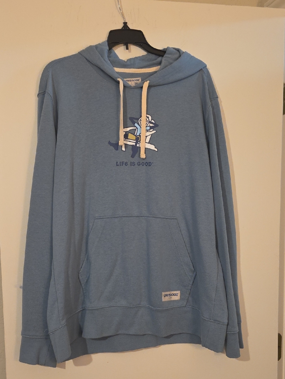 Life Is Good Light Blue Pullover Hoodie with Graphic